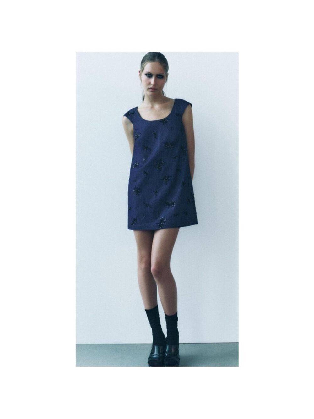 Women's Zara Mini Dress Blue Embellished Sleeveless. Size S - Picture 1 of 4